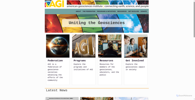 Security scan screenshot of https://www.americangeosciences.org/