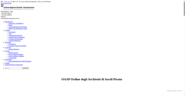 Security scan screenshot of https://www.architettiap.it/