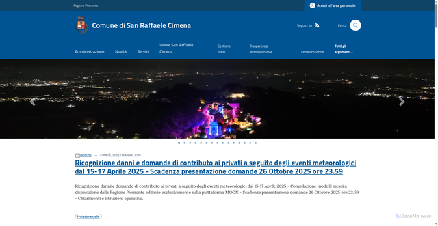 Security scan screenshot of https://www.comune.sanraffaelecimena.to.it/