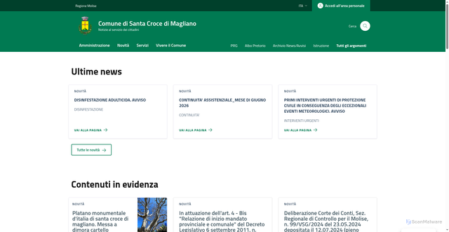 Security scan screenshot of https://www.comune.santacrocedimagliano.cb.it