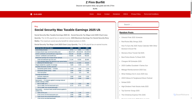 Security scan screenshot of https://zfinnburfitt.pages.dev/yjjin-social-security-max-taxable-earnings-2025-uk-cglaq/