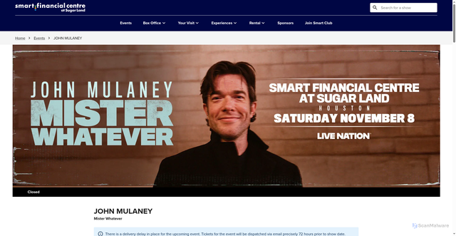 Security scan screenshot of https://www.smartfinancialcentre.net/events/john-mulaney/