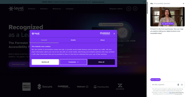 Security scan screenshot of https://www.levelaccess.com