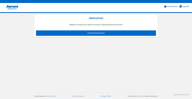 Security scan screenshot of https://myaccount.aarons.com/loginPage