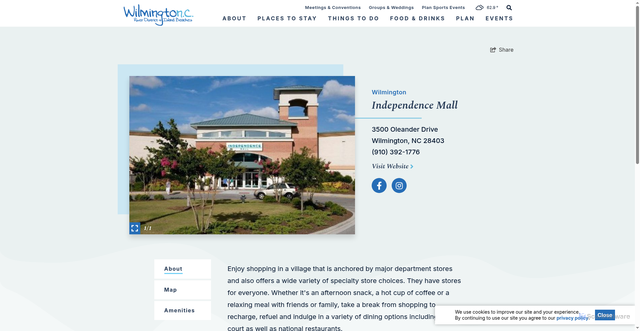 Security scan screenshot of https://www.wilmingtonandbeaches.com/listing/independence-mall/292/