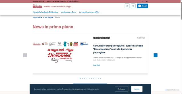 Security scan screenshot of https://www.aslfg.it