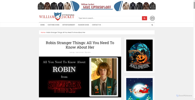 Security scan screenshot of https://www.williamjacket.com/blog/robin-stranger-things/?srsltid=AfmBOorF8AdFGd_bQoZ4Cxt9xwJGd1B2MQ2Gw1eWrjHC0Gi9wOmBbTA2