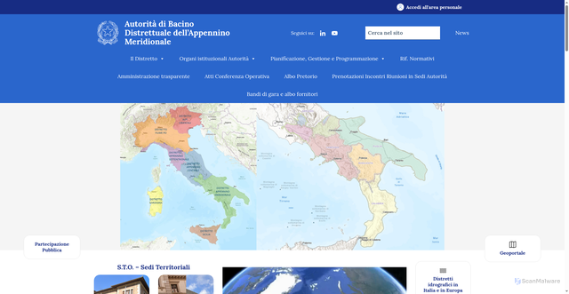 Security scan screenshot of https://www.distrettoappenninomeridionale.it/