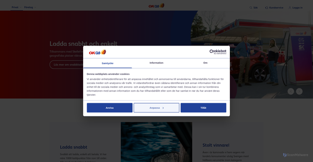 Security scan screenshot of https://okq8.se