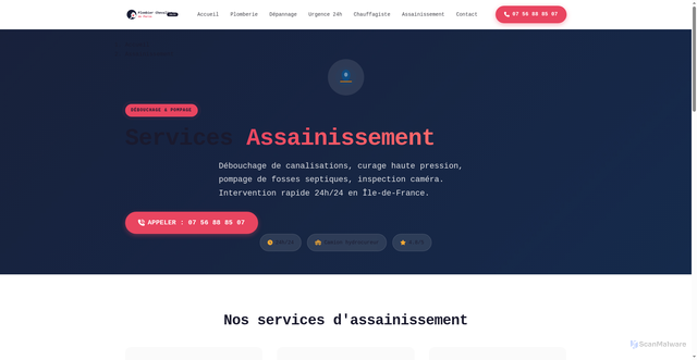 Security scan screenshot of https://chevalier.pages.dev/assainissement.html