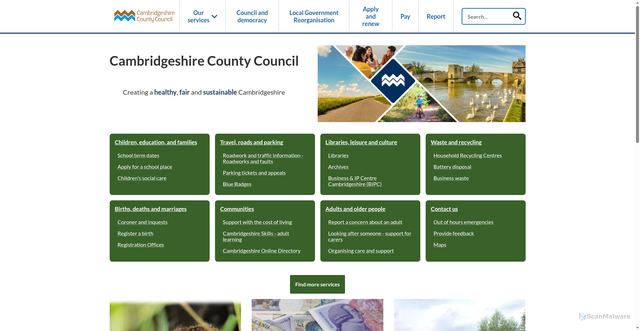 Security scan screenshot of http://www.cambridgeshire.gov.uk