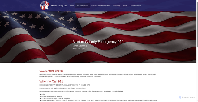 Security scan screenshot of https://www.marioncounty911illinois.gov/