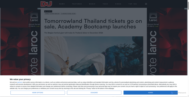 Security scan screenshot of https://djmag.com/news/tomorrowland-thailand-tickets-go-sale-academy-bootcamp-launches