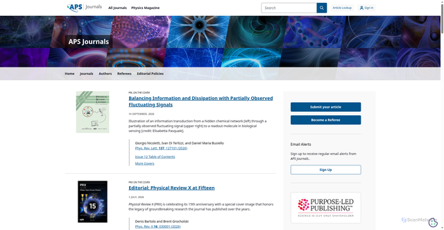 Security scan screenshot of https://journals.aps.org