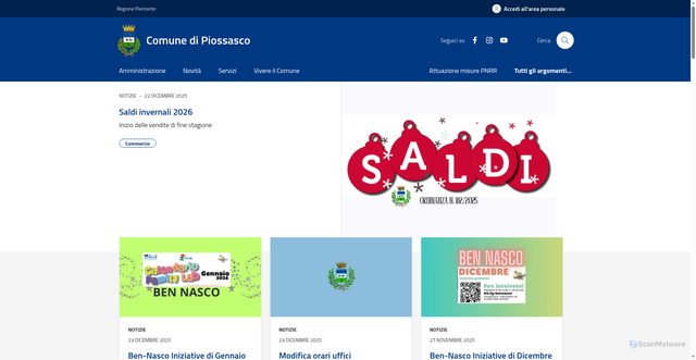 Security scan screenshot of https://www.comune.piossasco.to.it/