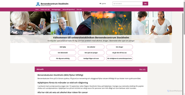 Security scan screenshot of https://www.beroendecentrum.se/
