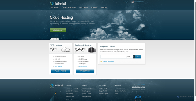 Security scan screenshot of https://hostrocket.com