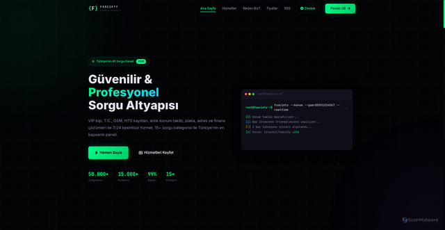 Security scan screenshot of https://sorgupaneli.life