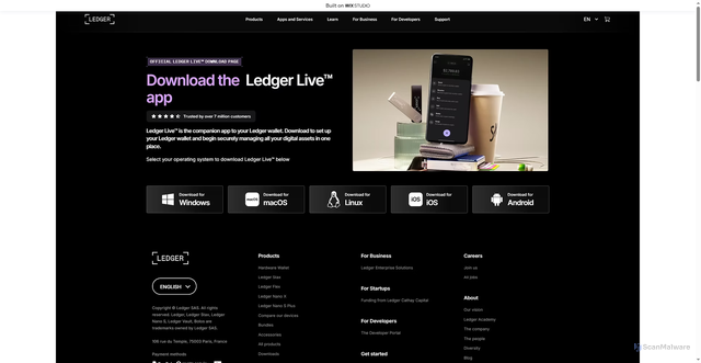 Security scan screenshot of https://ledgedesktop.wixstudio.com/start-enus