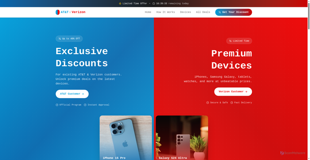Security scan screenshot of https://att-verizon-discount-78u.pages.dev/
