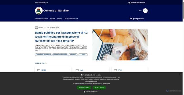 Security scan screenshot of https://www.comune.nurallao.su.it/it