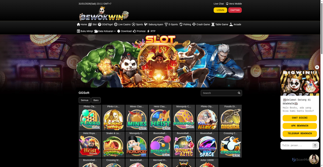 Security scan screenshot of https://apk5-bewokwin.com/desktop/game/slot/ggsoft