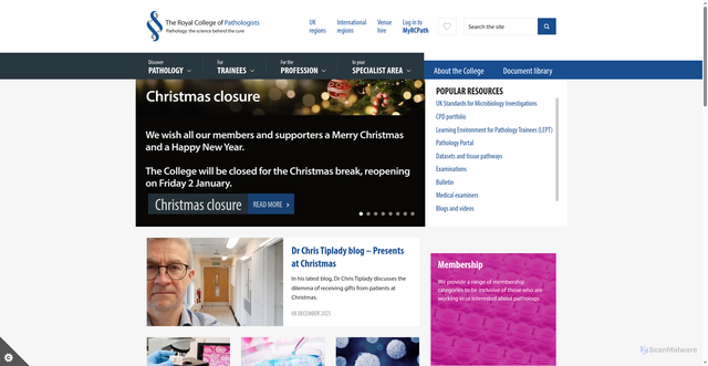Security scan screenshot of https://www.rcpath.org/