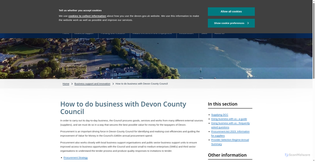 Security scan screenshot of https://www.devon.gov.uk/economy/business-support/how-to-do-business-with-dcc/