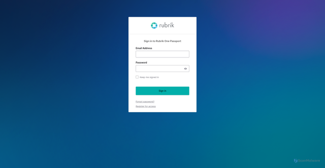 Security scan screenshot of https://onepassport.rubrik.com