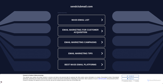 Security scan screenshot of https://sendclubmail.com
