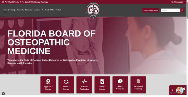 Security scan screenshot of https://floridasosteopathicmedicine.gov/