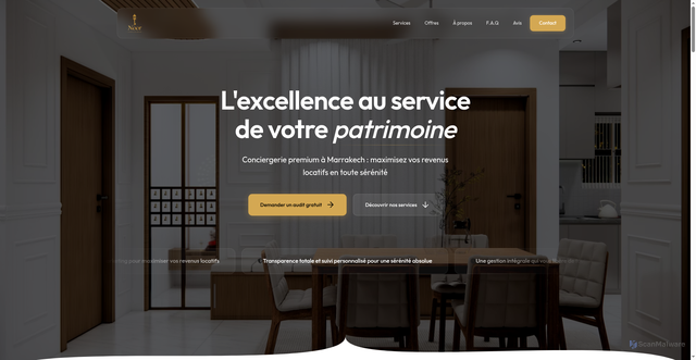 Security scan screenshot of https://noor-luxury-conciergerie.com/index.html