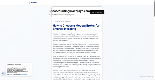 Security scan screenshot of http://usaaccountingbrokerage.com/