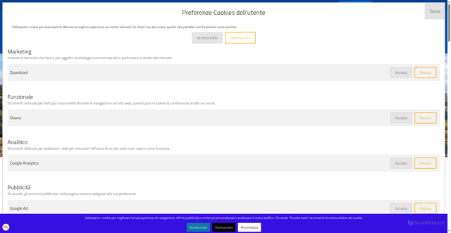 Security scan screenshot of https://www.pietralunga.it