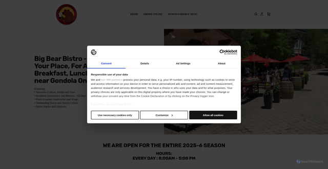 Security scan screenshot of https://www.bigbearbistro.com/
