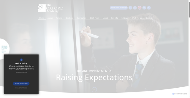 Security scan screenshot of https://www.theoxfordacademy.org.uk/
