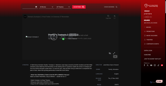 Security scan screenshot of https://shaw.sg/movie-details/1332
