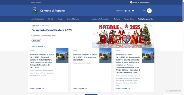 Security scan screenshot of https://comune.rapone.pz.it/