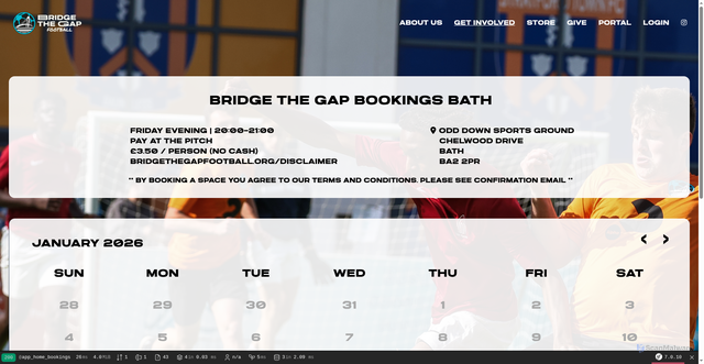 Security scan screenshot of http://btgfootballbookings.com/bookings/Bath