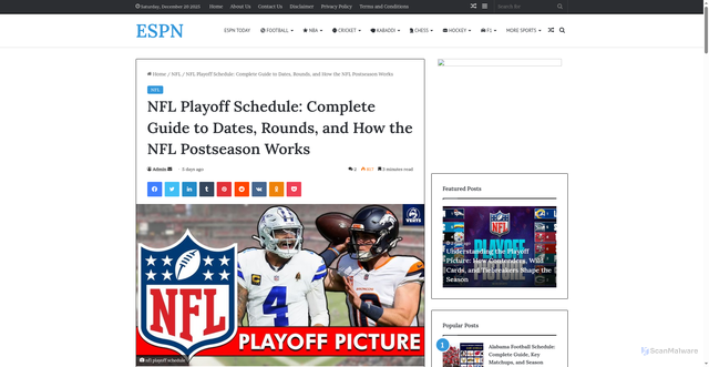 Security scan screenshot of https://espn.today/nfl-playoff-schedule/