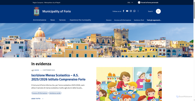 Security scan screenshot of https://www.comune.forio.na.it/it-it/home