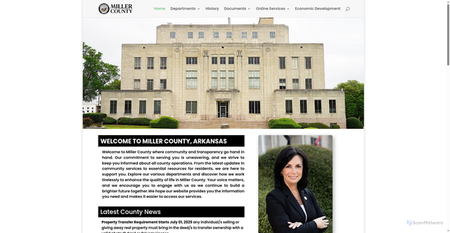 Security scan screenshot of https://millercountyar.gov/