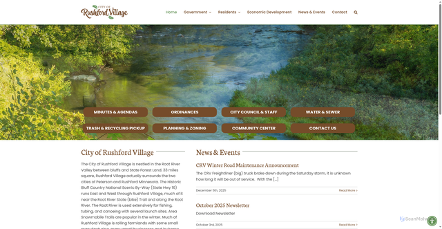 Security scan screenshot of https://www.rushfordvillagemn.gov/
