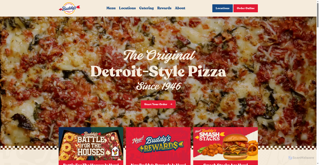 Security scan screenshot of https://buddyspizza.com/