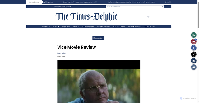 Security scan screenshot of https://timesdelphic.com/29406/commentary/vice-movie-review/
