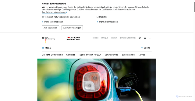 Security scan screenshot of http://www.bundesregierung.de