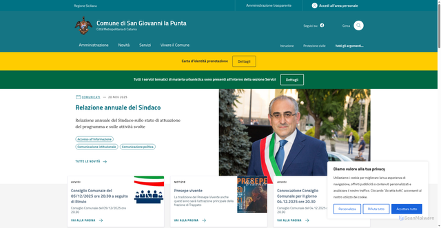 Security scan screenshot of https://comune.sangiovannilapunta.ct.it/