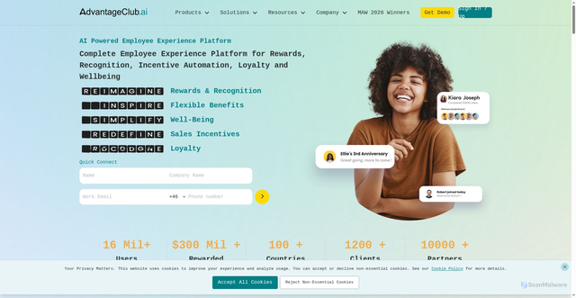 Security scan screenshot of https://workadvantage.in