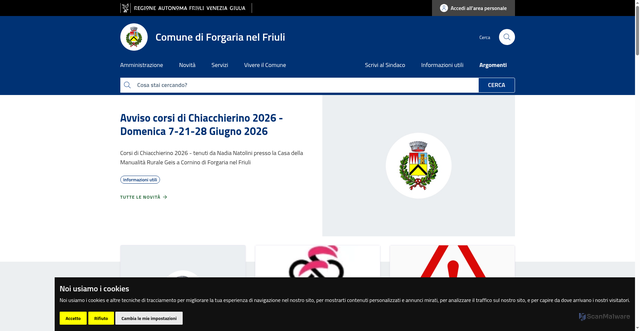 Security scan screenshot of https://www.comune.forgarianelfriuli.ud.it