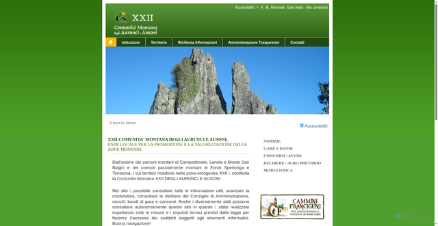 Security scan screenshot of https://www.comunitamontanalenola.it/
